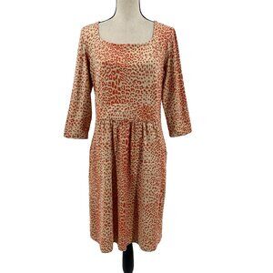J. McLaughlin Emma Cheetah Print Catalina Cloth Dress Womens L 3/4 Sleeve